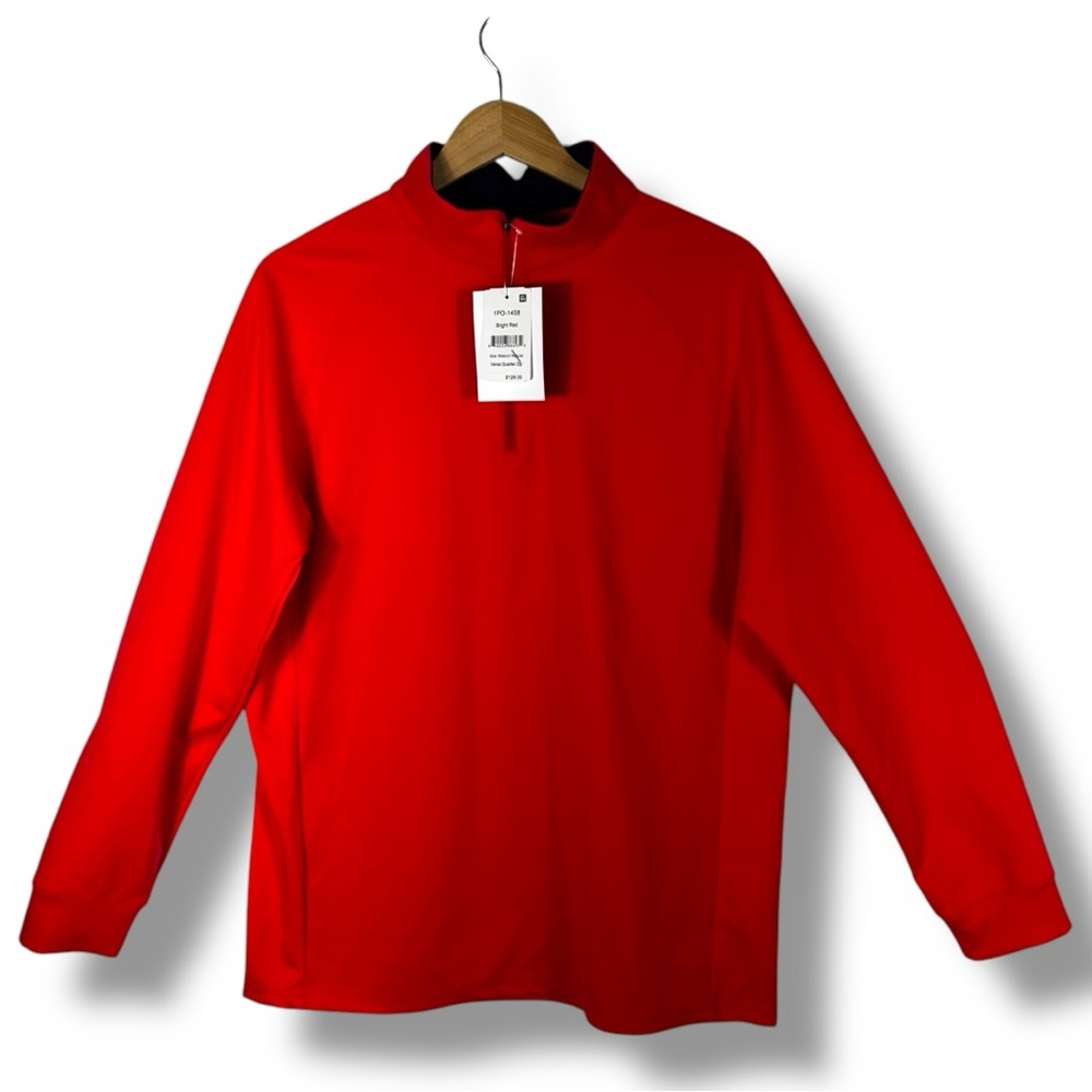 Mizzen + Main Versa Quarter Zip Performance Golf Pullover, Bright Red, Size M